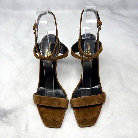 Saint Laurent Shoes - Saint Laurent Brown Suede Strap Heels